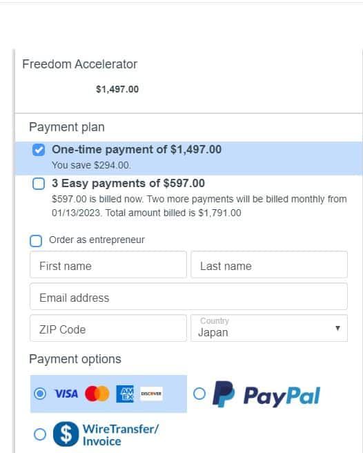 Freedom Accelerator Pricing