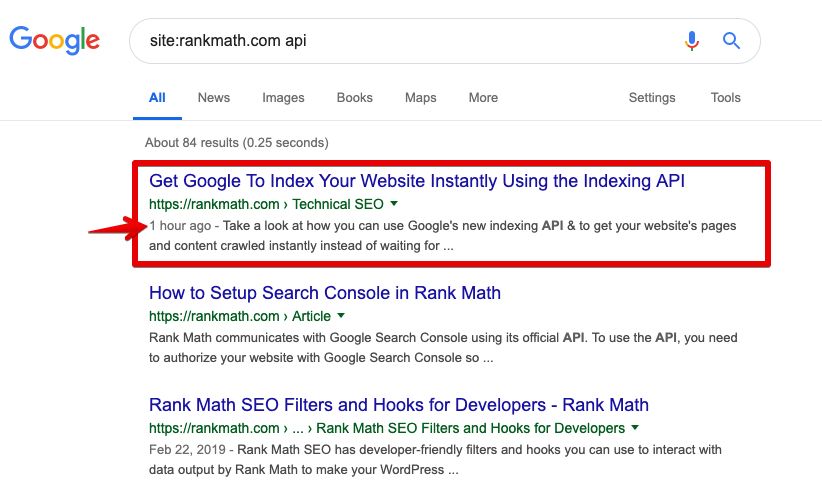 Rank Math Google Instant Indexing
